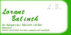 lorant balinth business card
